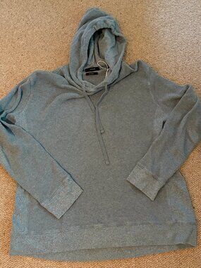 Vince 100% Pima Cotton Waffle Knit Hoodie, Blue/Gray, XL